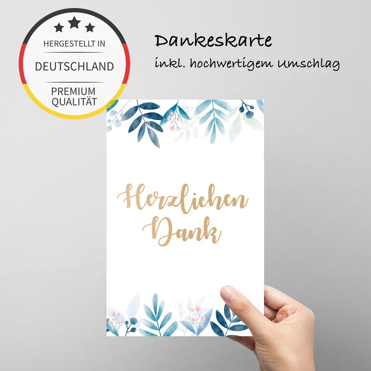 10 Premium Dankeskarten (Klappkarten) mit 12 Umschlägen, Danke Karten Grußkarte Merz Designkarten