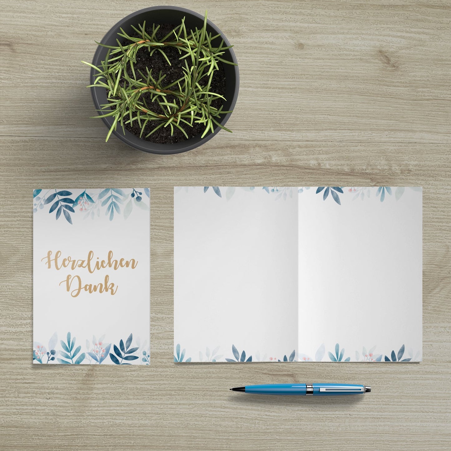 6 Premium Dankeskarten (Klappkarten) mit 6 Umschlägen, Danke Karten Grußkarte Merz Designkarten