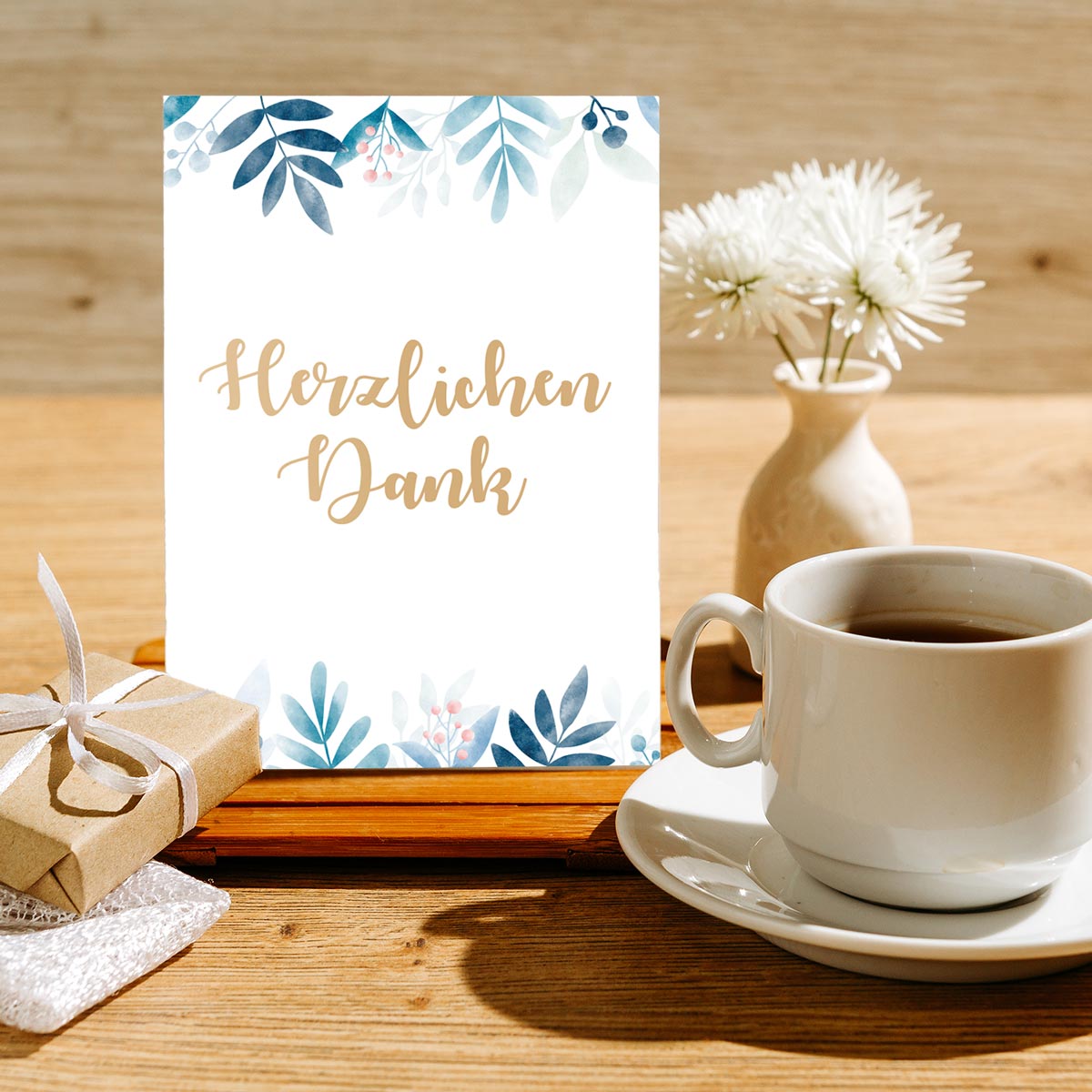 10 Stück Premium Dankeskarten (Klappkarten) mit Umschlägen, Danke Karten Geburt Merz Designkarten
