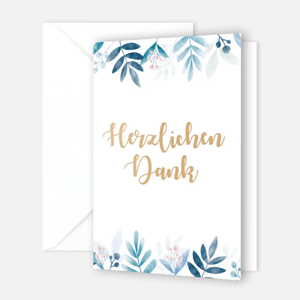 8 Stück Premium Dankeskarten (Klappkarten) mit Umschlägen, Danke Karten Geburt Merz Designkarten