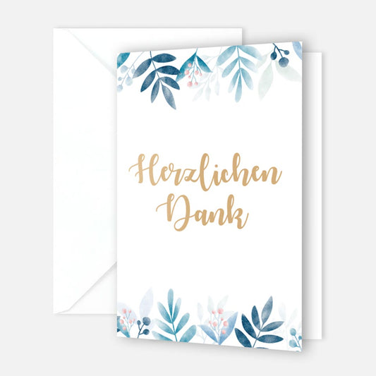 8 Stück Premium Dankeskarten (Klappkarten) mit Umschlägen, Danke Karten Geburt Merz Designkarten
