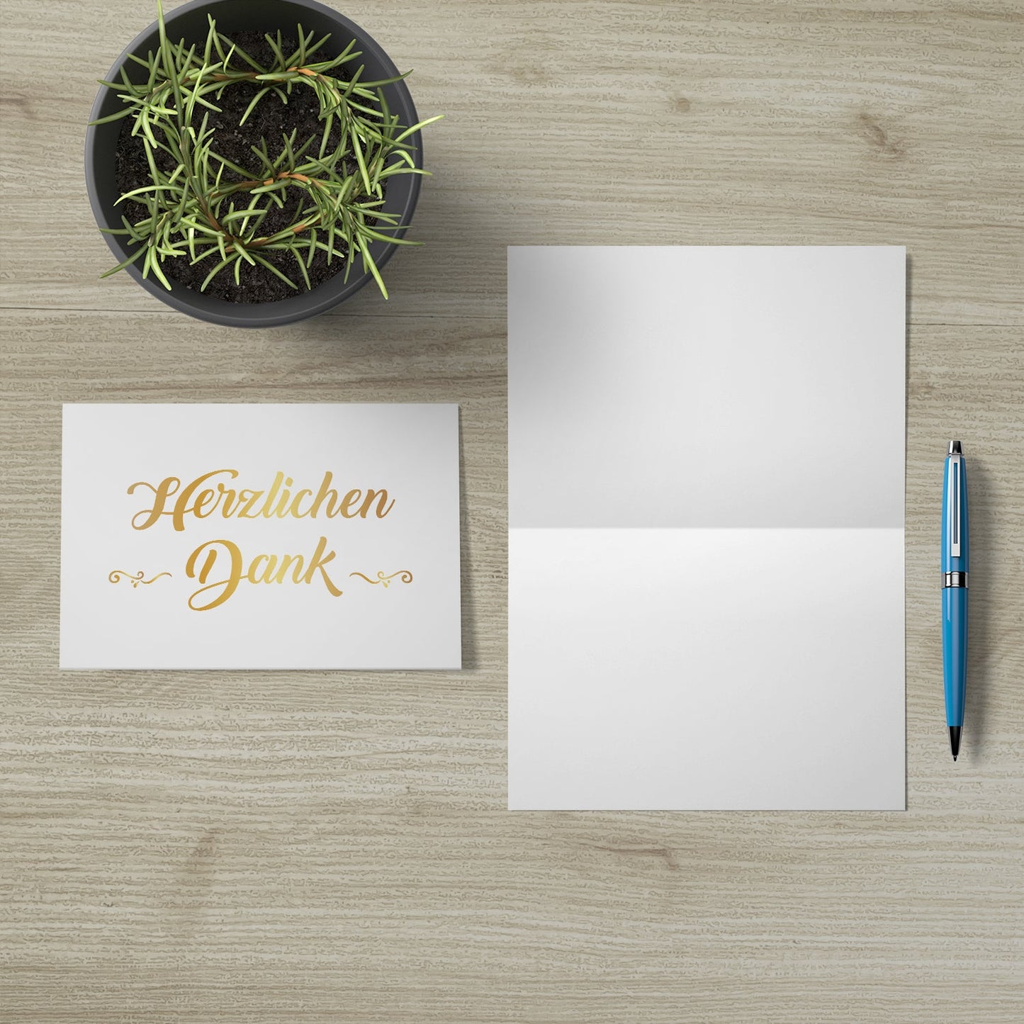 4 Premium Dankeskarten (Klappkarten) mit 4 Umschlägen, Danke Karten Grußkarte Merz Designkarten