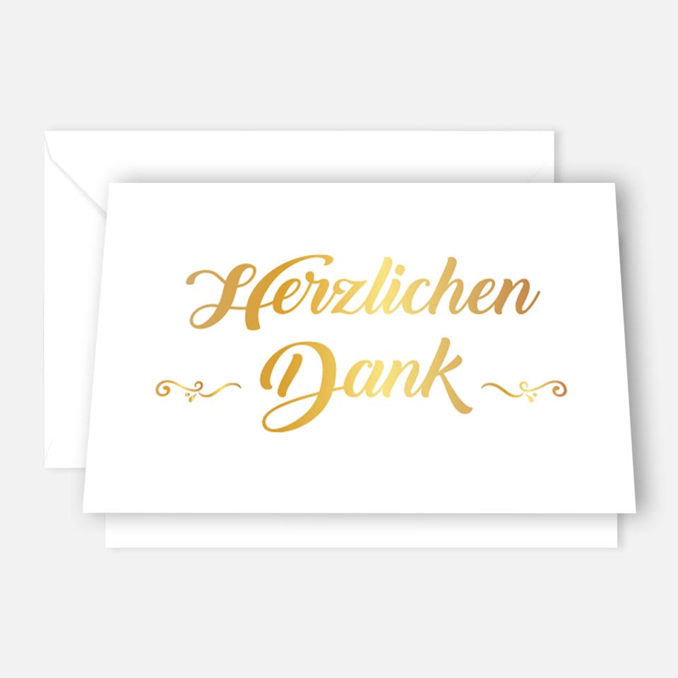 4 Premium Dankeskarten (Klappkarten) mit 4 Umschlägen, Danke Karten Grußkarte Merz Designkarten