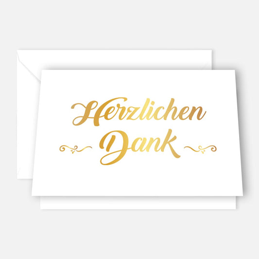 4 Premium Dankeskarten (Klappkarten) mit 4 Umschlägen, Danke Karten Grußkarte Merz Designkarten