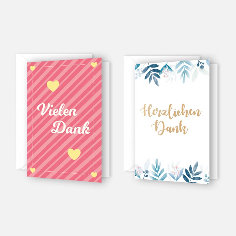 10 Premium Dankeskarten (Klappkarten) mit 12 Umschlägen, Danke Karten Grußkarte Merz Designkarten