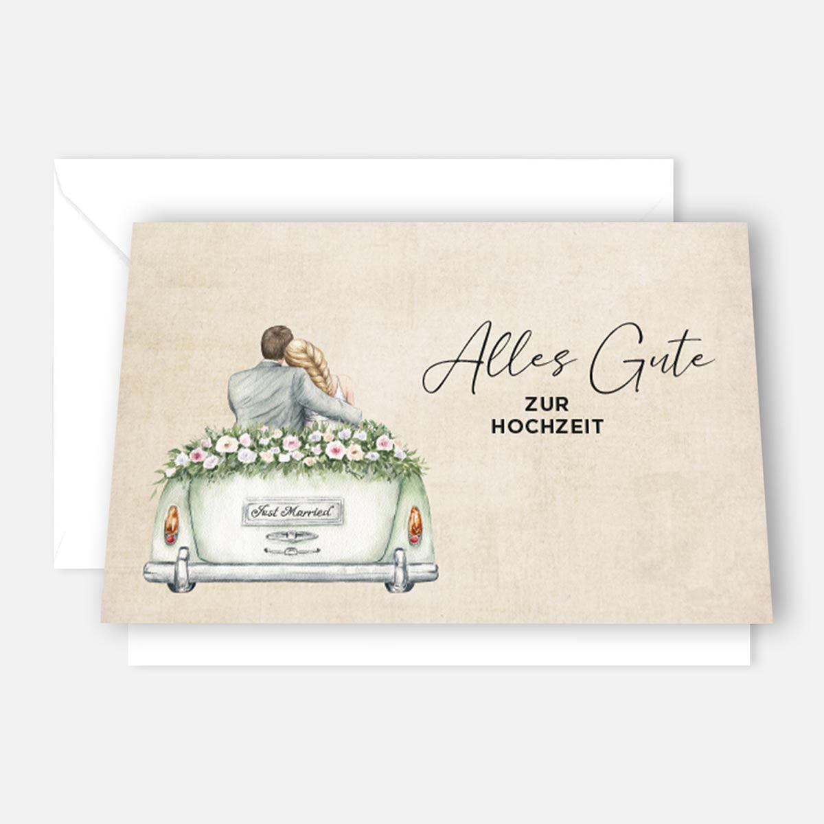 1 Hochzeitskarte 18x12cm Klappkarte mit Umschlag Glückwunschkarte zur Hochzeit Merz Designkarten