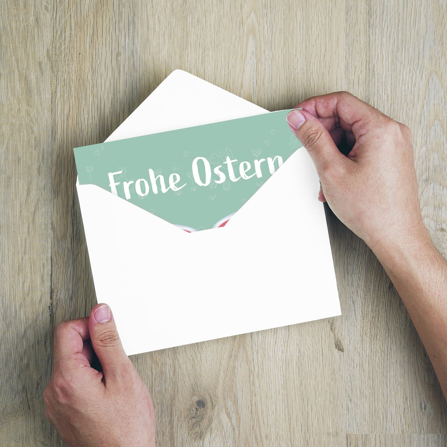 4 Premium Osterkarten Grußkarten Ostern Klappkarten mit Umschlag 14,8x14,8cm Merz Designkarten