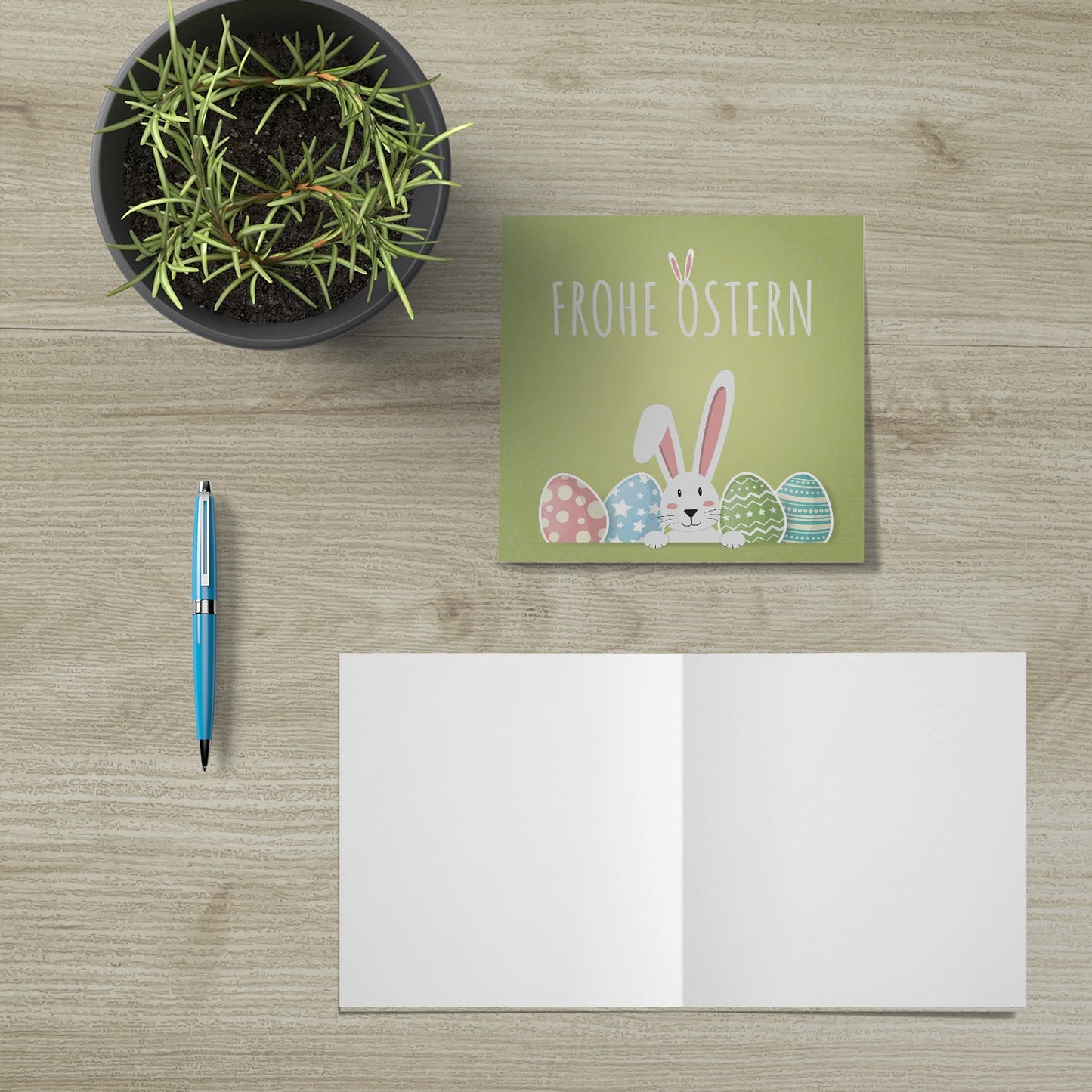 4 Premium Osterkarten Grußkarten Ostern Klappkarten mit Umschlag 14,8x14,8cm Merz Designkarten