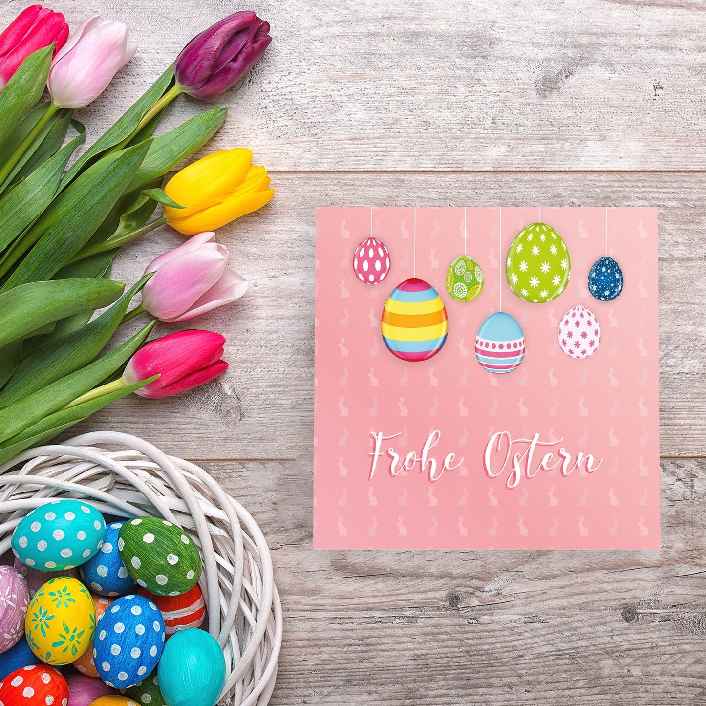 4 Premium Osterkarten Grußkarten Ostern Klappkarten mit Umschlag 14,8x14,8cm Merz Designkarten
