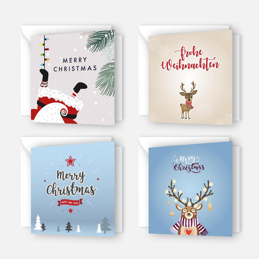 4 Weihnachtskarten Grußkarten für Weihnachten Klappkarten mit Umschlag Karten Merz Designkarten