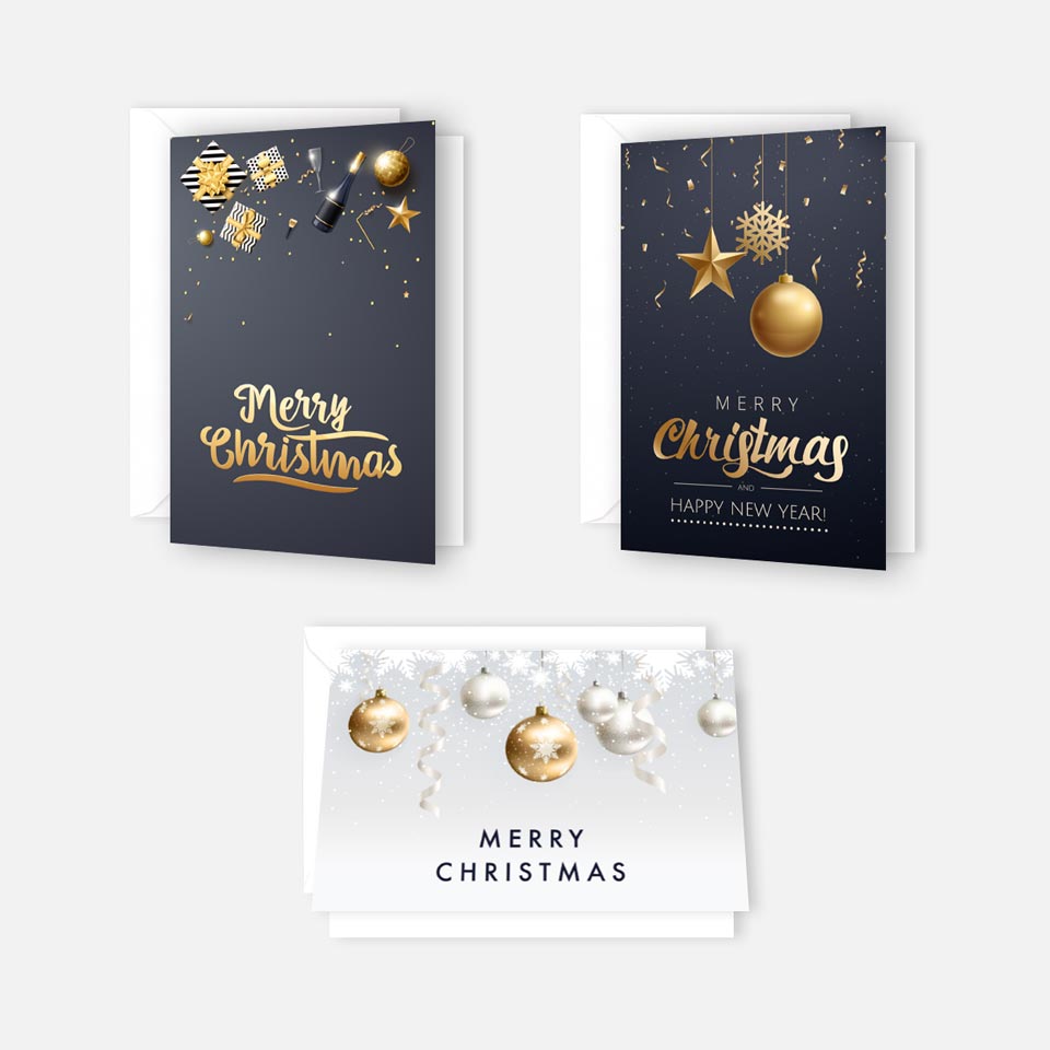 3 Weihnachtskarten Grußkarten für Weihnachten Klappkarten mit Umschlag Karten Merz Designkarten
