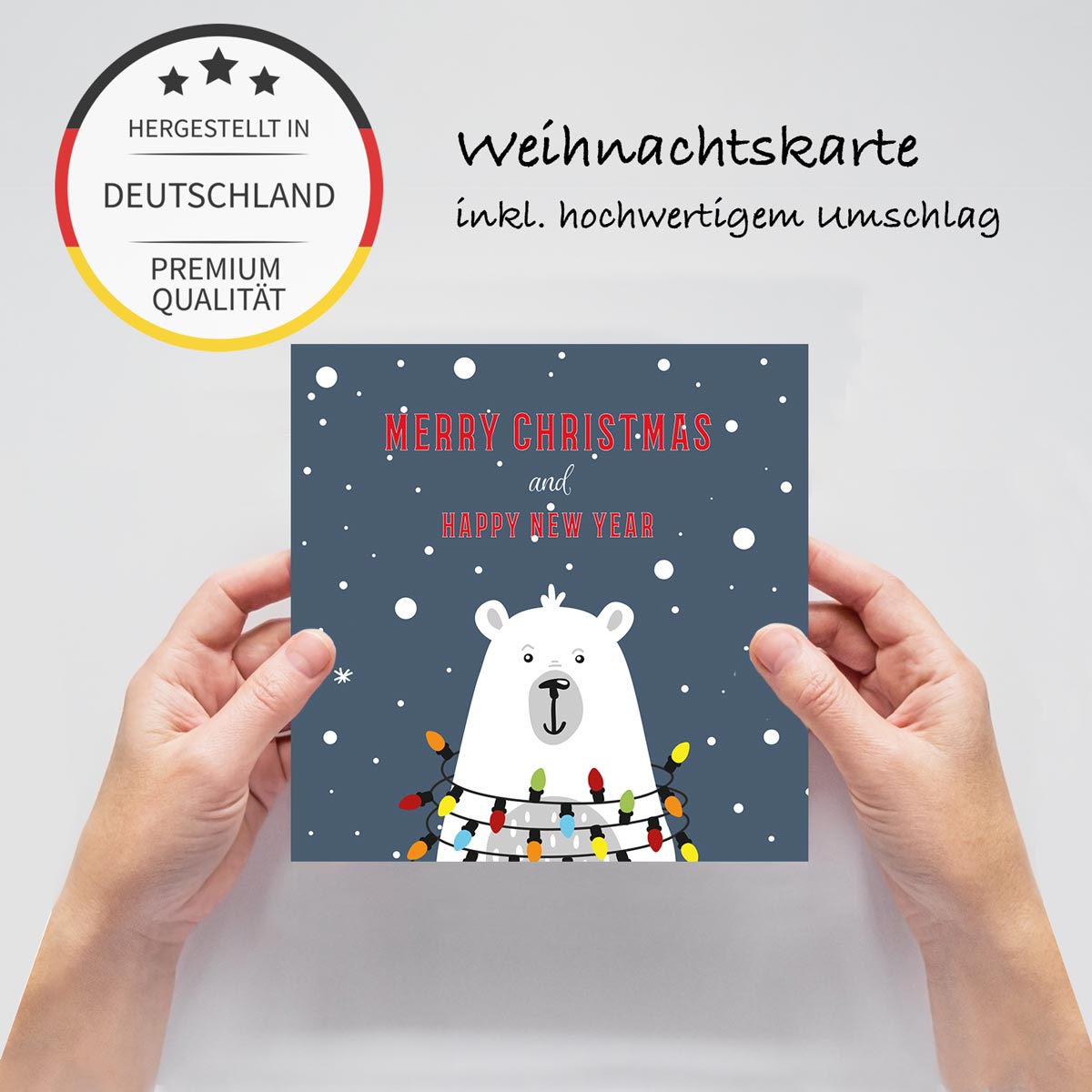 1 Weihnachtskarte Eisbär für Weihnachten Klappkarten mit Umschlag