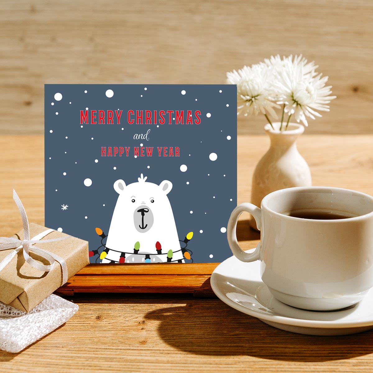 1 Weihnachtskarte Eisbär für Weihnachten Klappkarten mit Umschlag