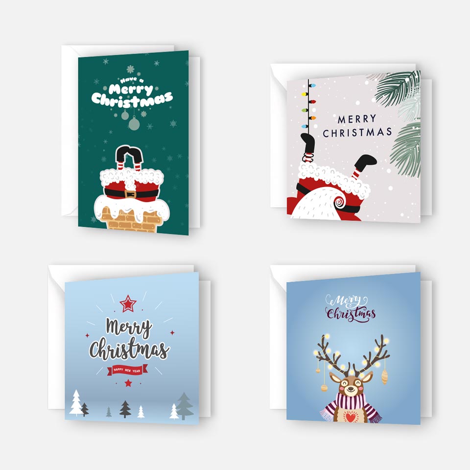 8 Weihnachtskarten Grußkarten für Weihnachten Klappkarten mit 8 Kuverts Merz Designkarten