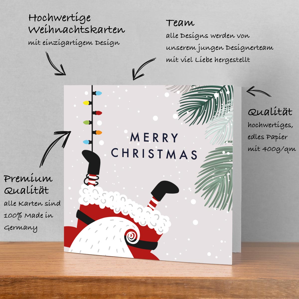 4 Weihnachtskarten Grußkarten für Weihnachten Klappkarten mit Umschlag Karten Merz Designkarten