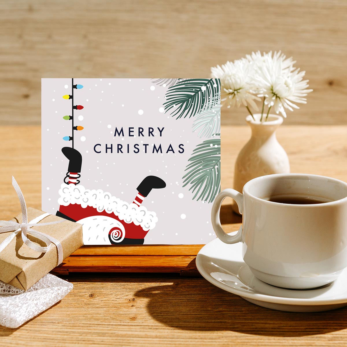 1 Weihnachtskarte Santa Claus für Weihnachten Klappkarten mit Umschlag