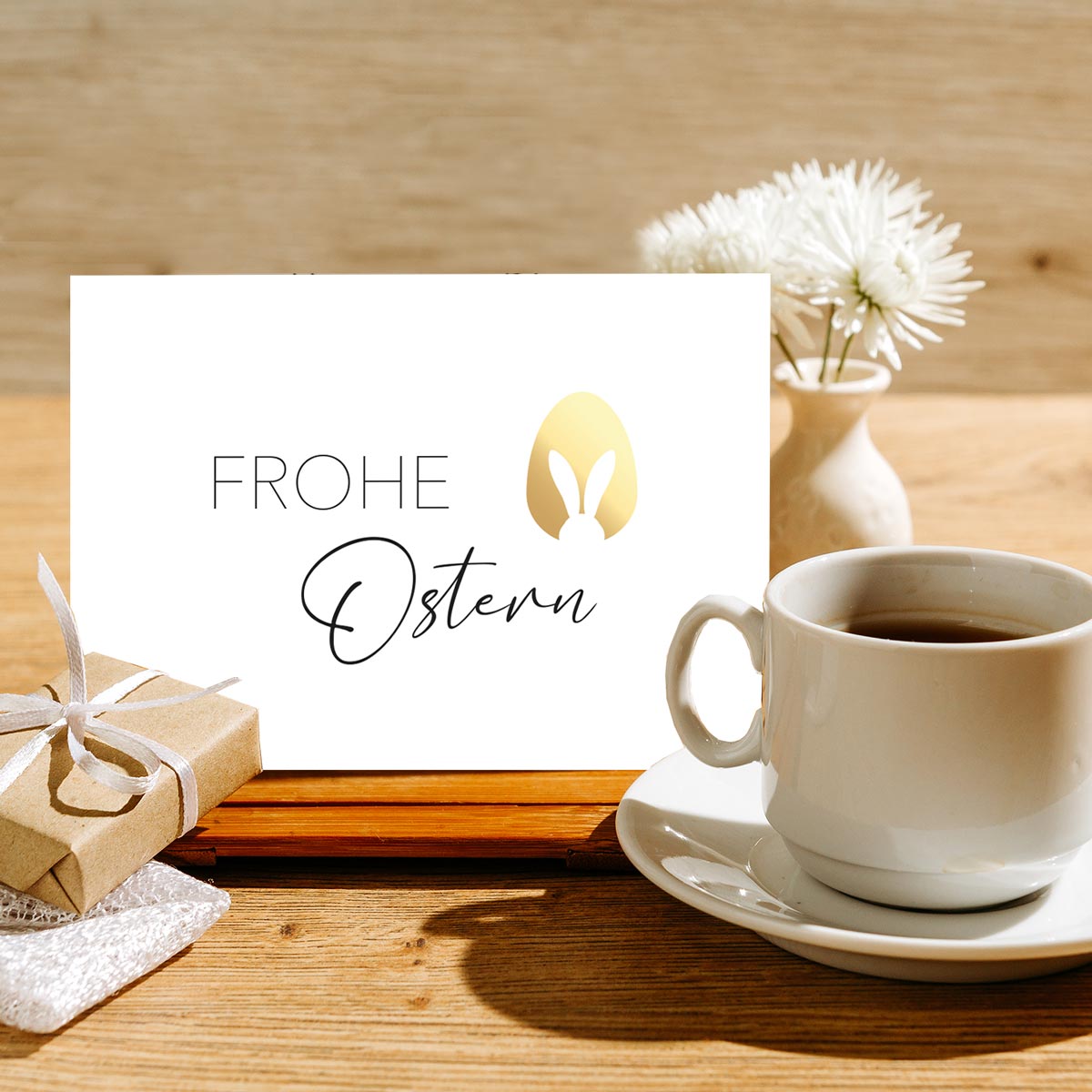 1 edle Osterkarten Designer-Grußkarten Karte Klappkarte Frohe Ostern + Umschlag Merz Designkarten