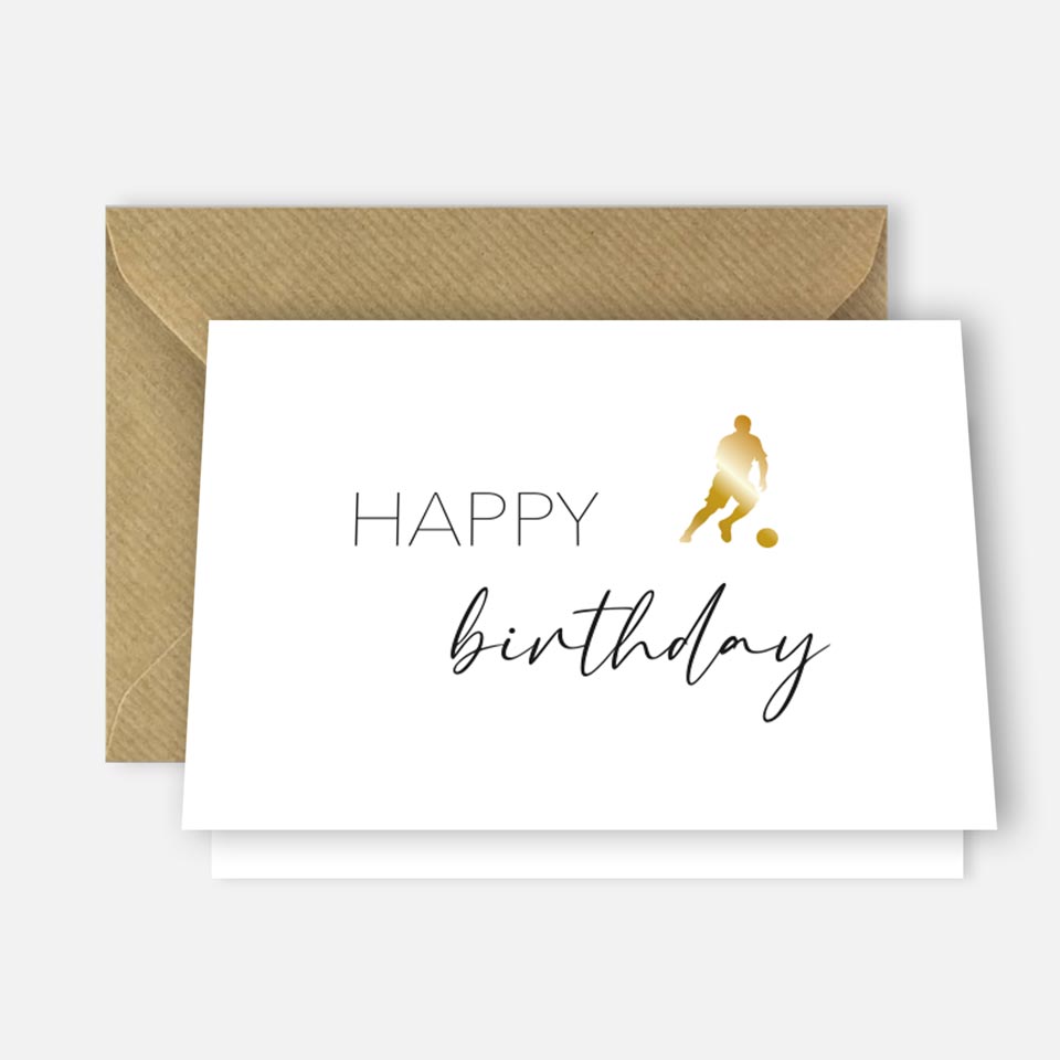 1 Geburtstagskarte für Fußballer 10,5x14,8cm happy birthday mit 1 Naturumschlag Merz Designkarten