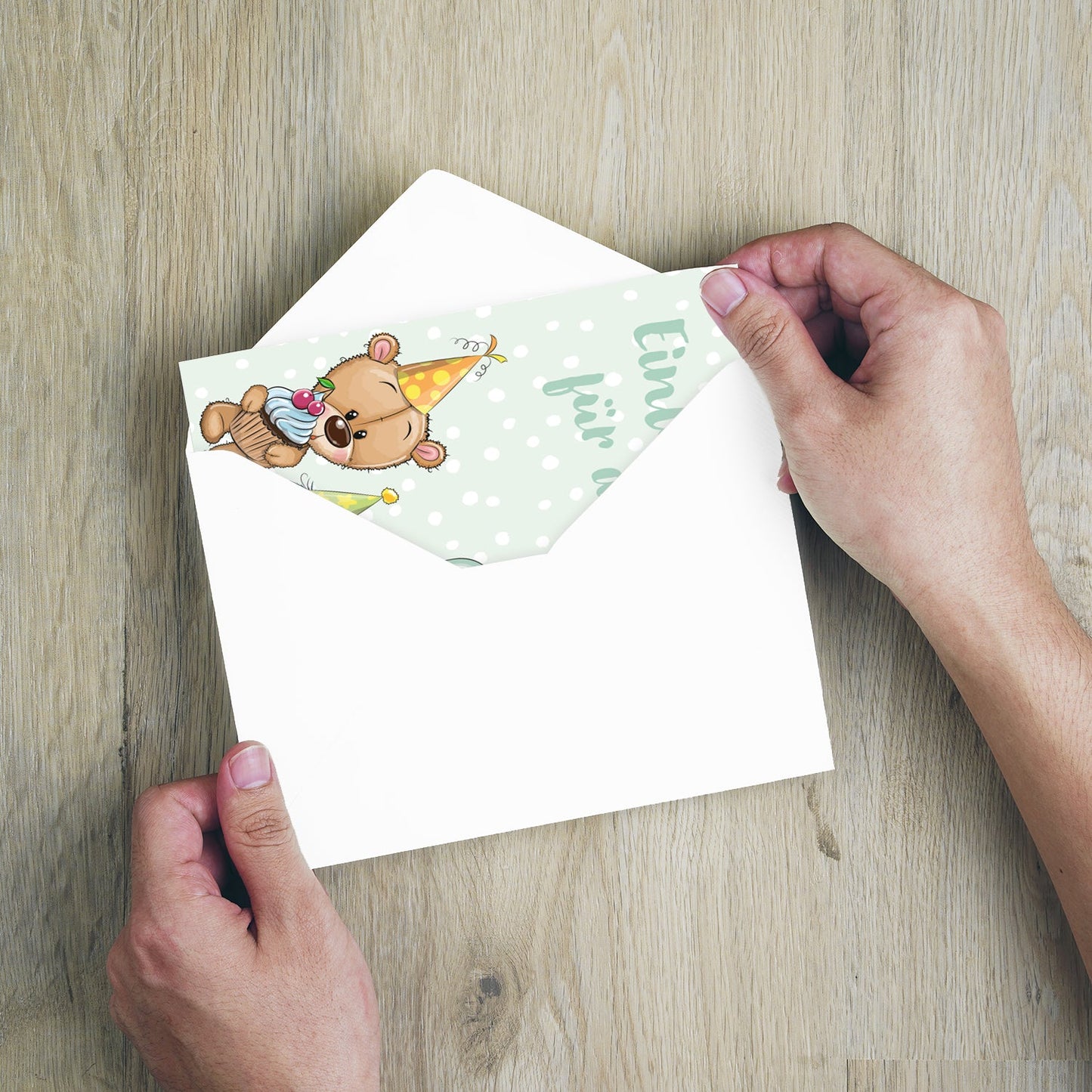 12 Einladungskarten Kindergeburtstag Teddy Postkarten 10,5x14,8cm + 12 Umschläge Merz Designkarten