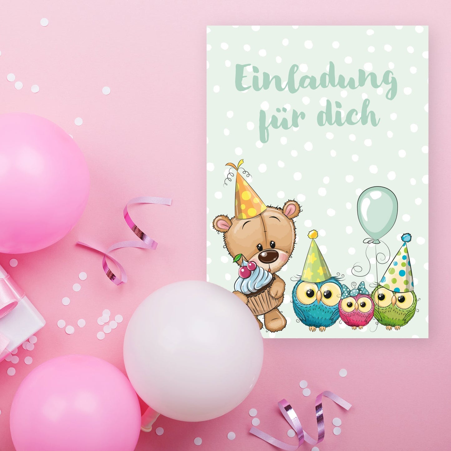 12 Einladungskarten Kindergeburtstag Teddy Postkarten 10,5x14,8cm + 12 Umschläge Merz Designkarten