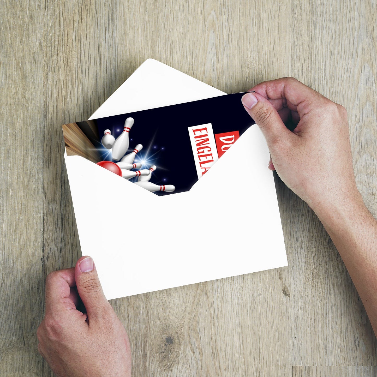 12 Einladungskarten Kindergeburtstag Kegel Postkarten 14,8x10,5cm + 12 Umschläge Merz Designkarten