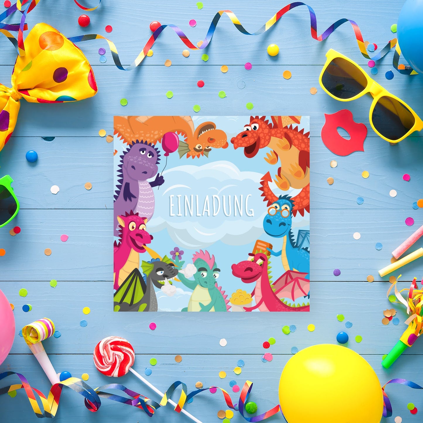 12 Einladungskarten Kindergeburtstag Dino Postkarten 14,8x14,8cm + 12 Umschläge Merz Designkarten