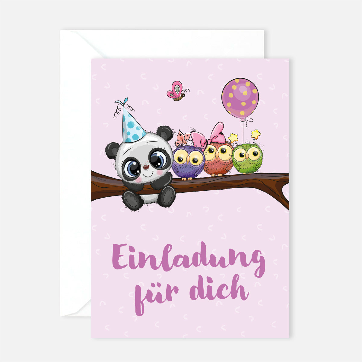 12 Einladungskarten Kindergeburtstag Panda Postkarten 14,8x10,5cm + 12 Umschläge Merz Designkarten