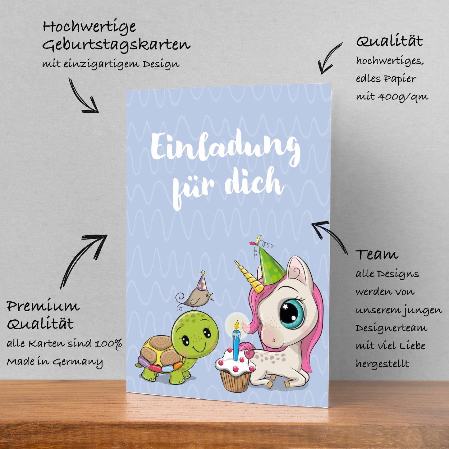 12 Einladungskarten Kindergeburtstag Kids Postkarten 14,8x10,5cm + 12 Umschläge Merz Designkarten