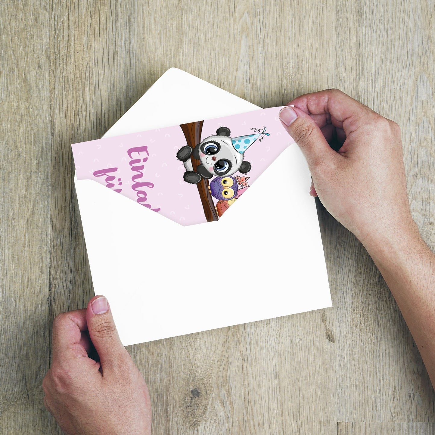 12 Einladungskarten Kindergeburtstag Panda Postkarten 14,8x10,5cm + 12 Umschläge Merz Designkarten