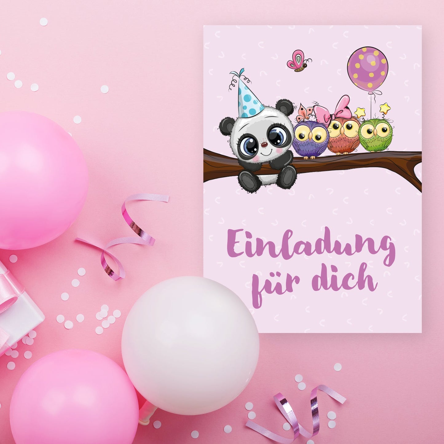 12 Einladungskarten Kindergeburtstag Panda Postkarten 14,8x10,5cm + 12 Umschläge Merz Designkarten