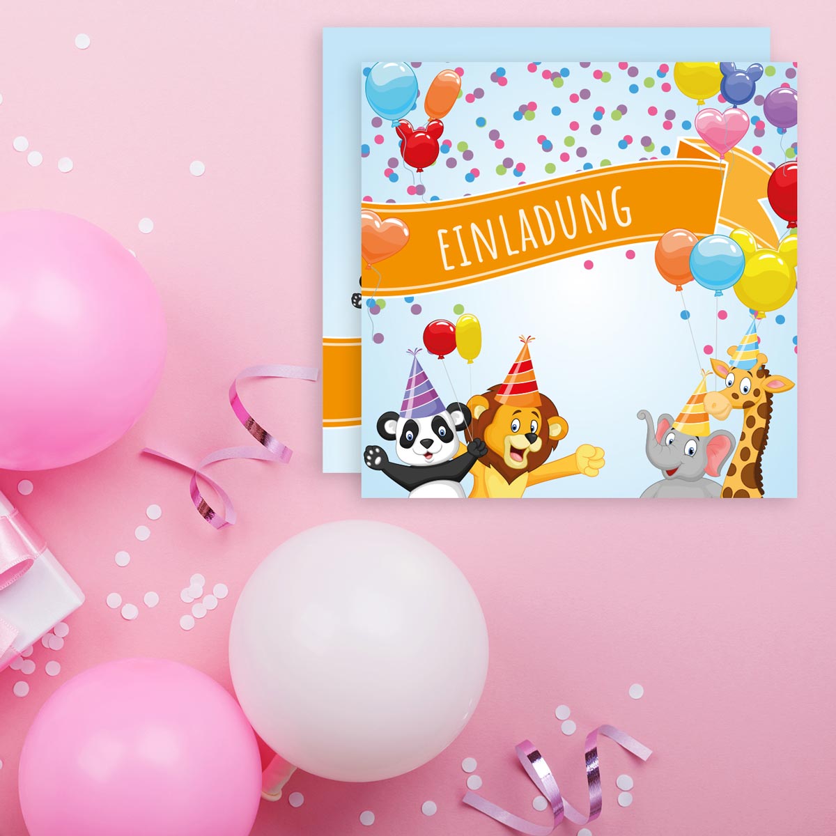 12 Einladungskarten Kindergeburtstag Party Postkarten 14,8x14,8cm + 12 Umschläge Merz Designkarten