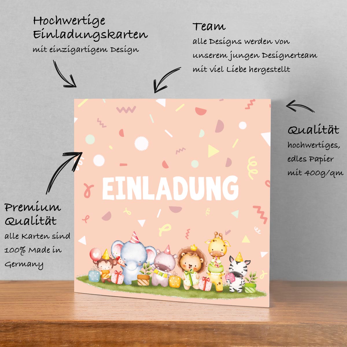 12 Einladungskarten Kindergeburtstag Kids Postkarten 14,8x14,8cm + 12 Umschläge Merz Designkarten
