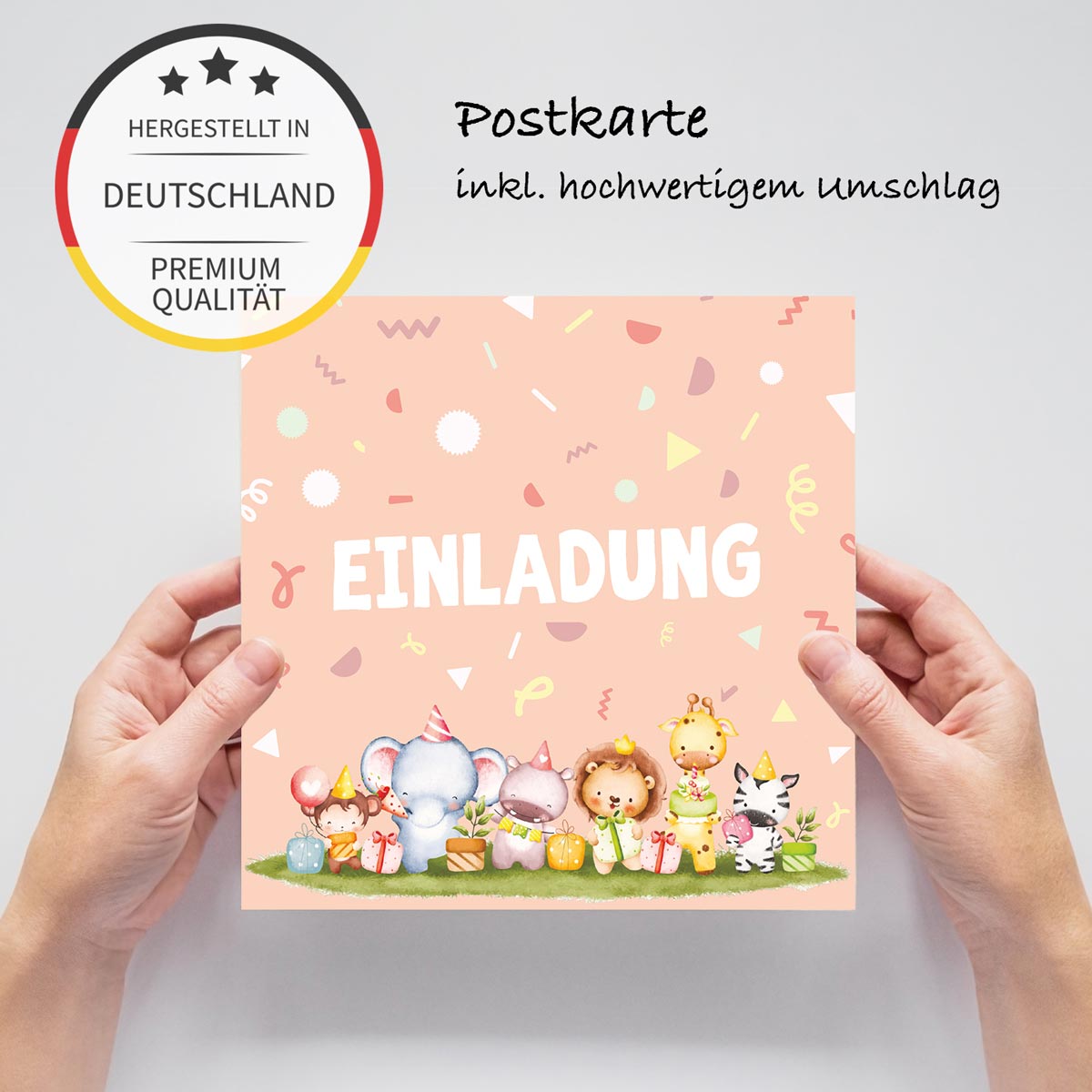 12 Einladungskarten Kindergeburtstag Kids Postkarten 14,8x14,8cm + 12 Umschläge Merz Designkarten