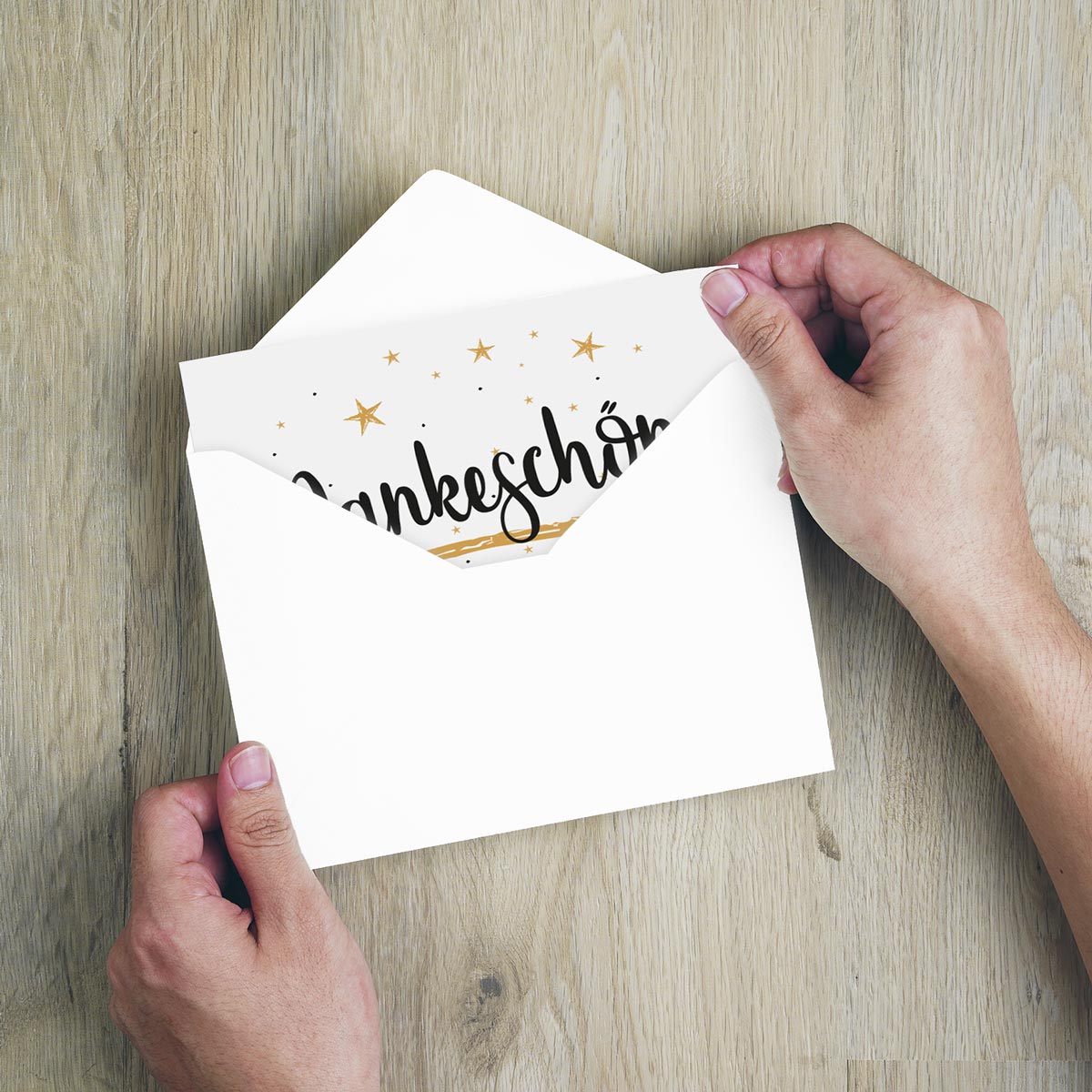 3 Premium Dankeskarten (Klappkarten) mit 3 Umschlägen, Danke Karten Grußkarte Merz Designkarten