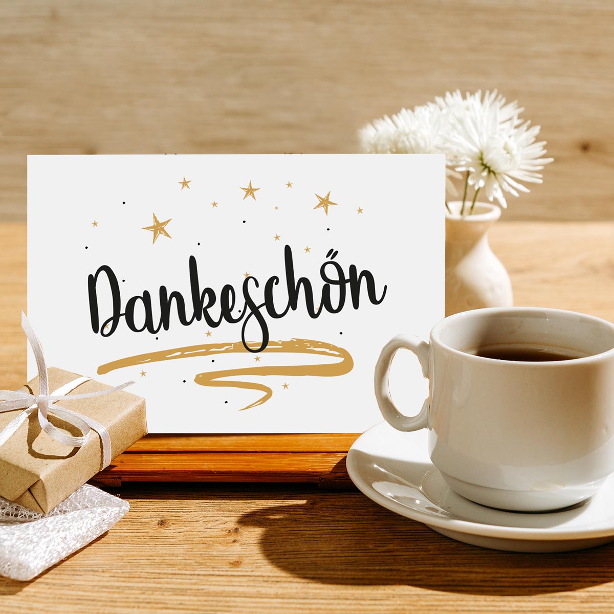 3 Premium Dankeskarten (Klappkarten) mit 3 Umschlägen, Danke Karten Grußkarte Merz Designkarten