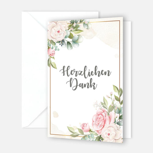 12 Stück Premium Dankeskarten (Klappkarten) mit Umschlägen, Danke Karten Geburt Merz Designkarten