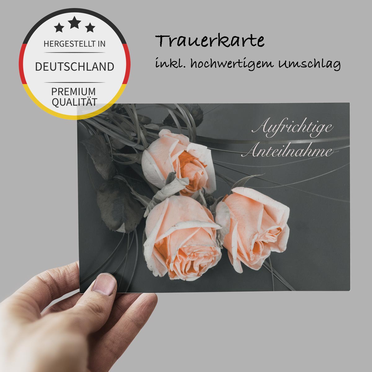 3 einfühlsame Trauerkarten Beileidskarten Klappkarten mit Briefumschlag Spruch - Merz Designkarten