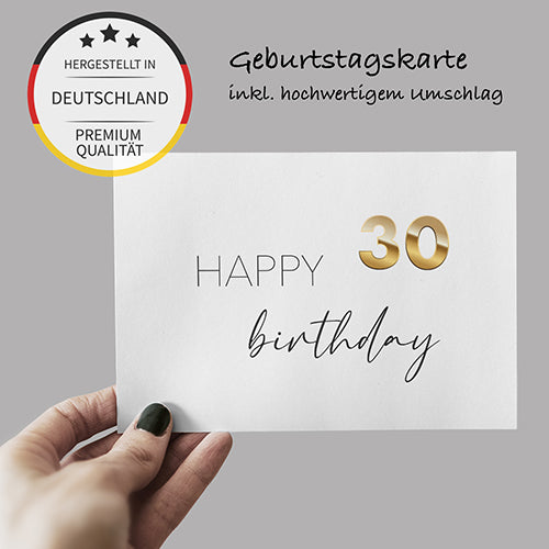 1 edle Geburtstagskarte zum 30. Geburtstag Klappkarte 10,5x14,8cm mit Umschlag