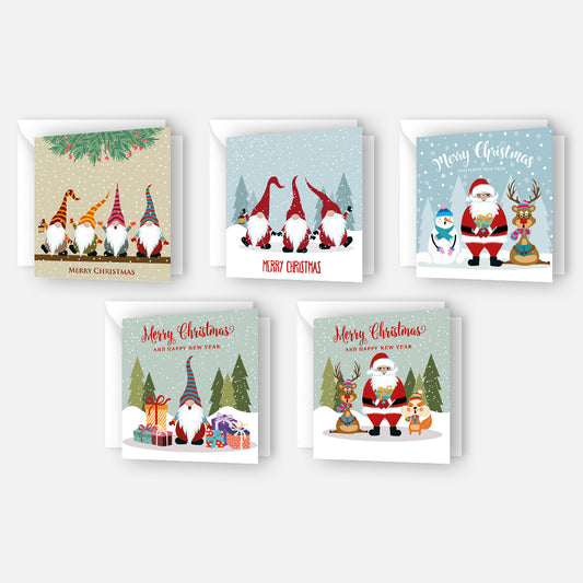5 lustige Weihnachtskarten mit 5 unterschiedlichen Motive  - Klappkarten mit weißem Kuverts - Merz Designkarten