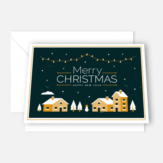 1 Weihnachtskarte winterliche Häuserlandschaft  - Klappkarte mit Umschlag - Merz Designkarten