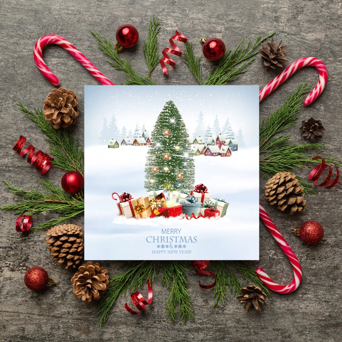 Quadratische, moderne Weihnachtskarte - Klappkarte - festliche Stimmung - Merz Designkarten