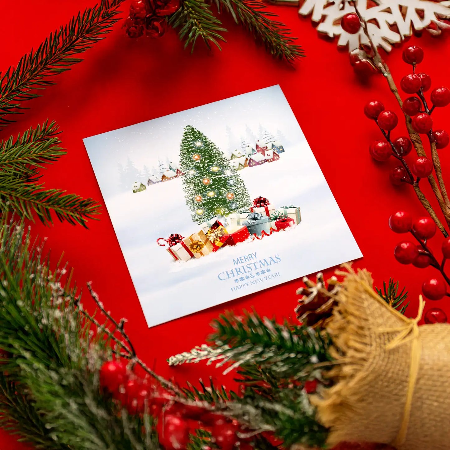Quadratische, moderne Weihnachtskarte - Klappkarte - festliche Stimmung - Merz Designkarten