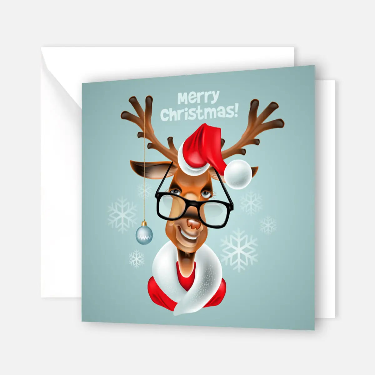 Lustige Weihnachtskarte - Elch mit Brille - Klappkarte