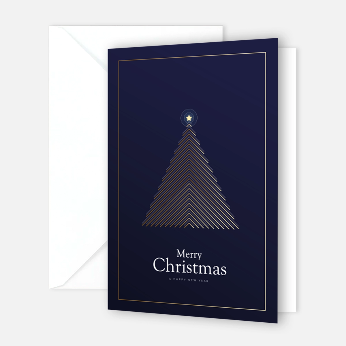 Moderne Weihnachtskarte - inkl. Umschlag mit Weihnachtsbaummotiv dunkelblau