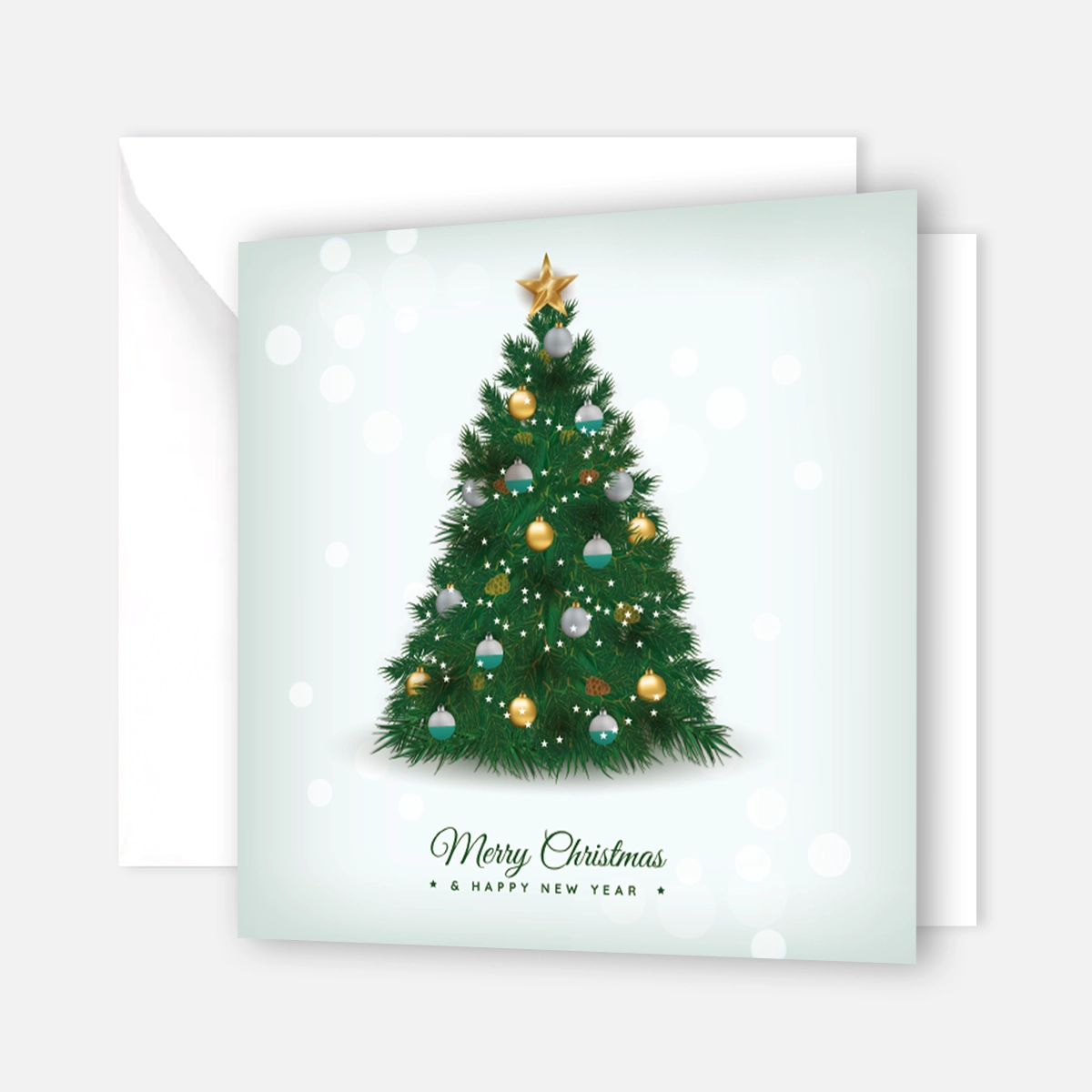 Retro-Weihnachtskarte mit Tanne- Klappkarte mit weißem Kuvert