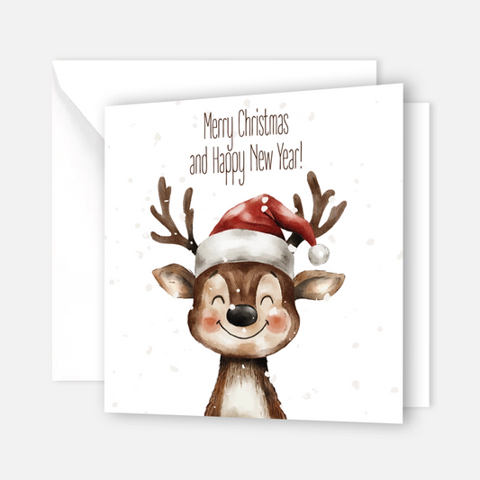 1 lustige Weihnachtskarte Reh mit Mütze mit Umschlag Merz Designkarten