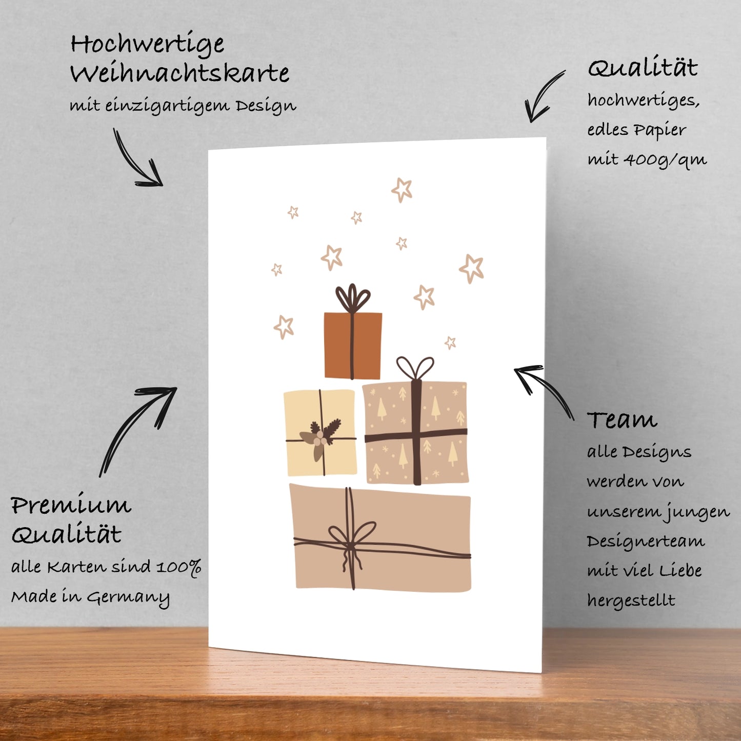 4 moderne Postkarten Weihnachtskarten