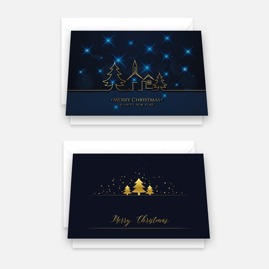 2 Weihnachtskarten Grußkarten für Weihnachten Klappkarten mit 2 Umschläge - Merz Designkarten