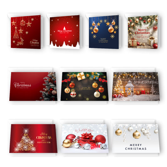 Edle 10 Weihnachtskarten – Faltkarte + Umschlag Merz Designkarten