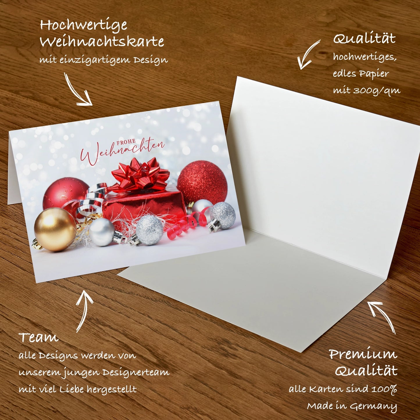 Edle Weihnachtskarte - Klappkarten mit Kuvert